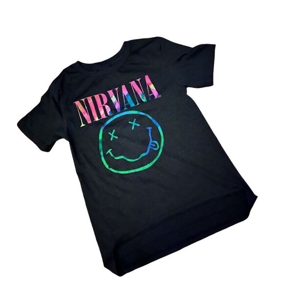 NIRVANA NEON SMILE SHORT SLEEVE GRAPHIC LOGO T-SHIRT SIZE SMALL - Picture 1 of 4